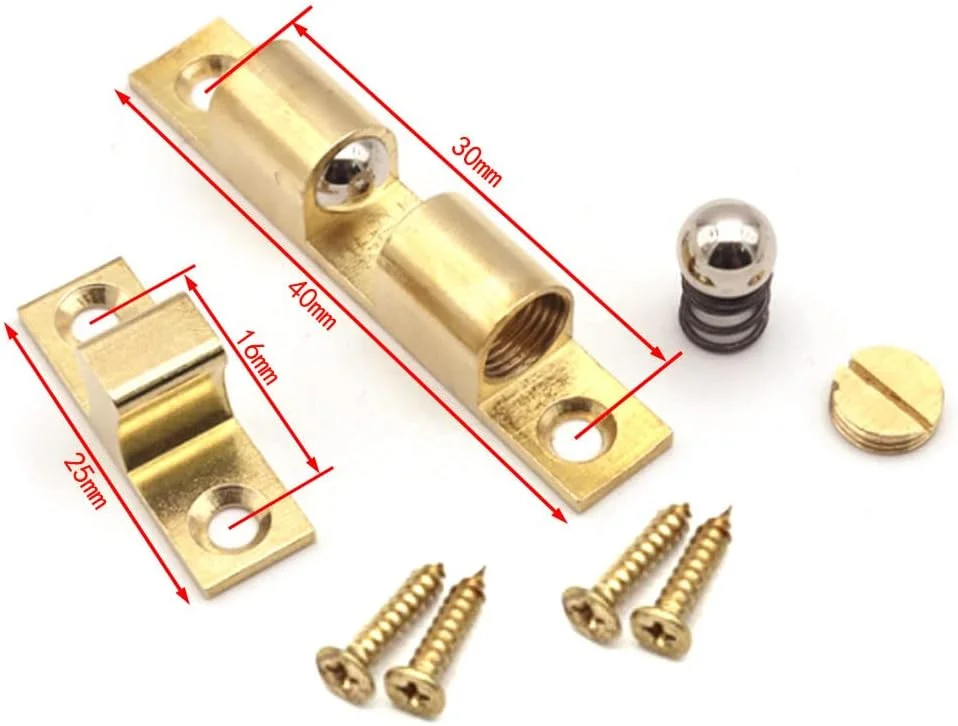 گیره توپی دوبل برنجی Dtoterul، گیره درب جهانی، بسته 12 عددی، گیره درب مبلمان، قفل درب برای درب کابینت آشپزخانه (طلایی)