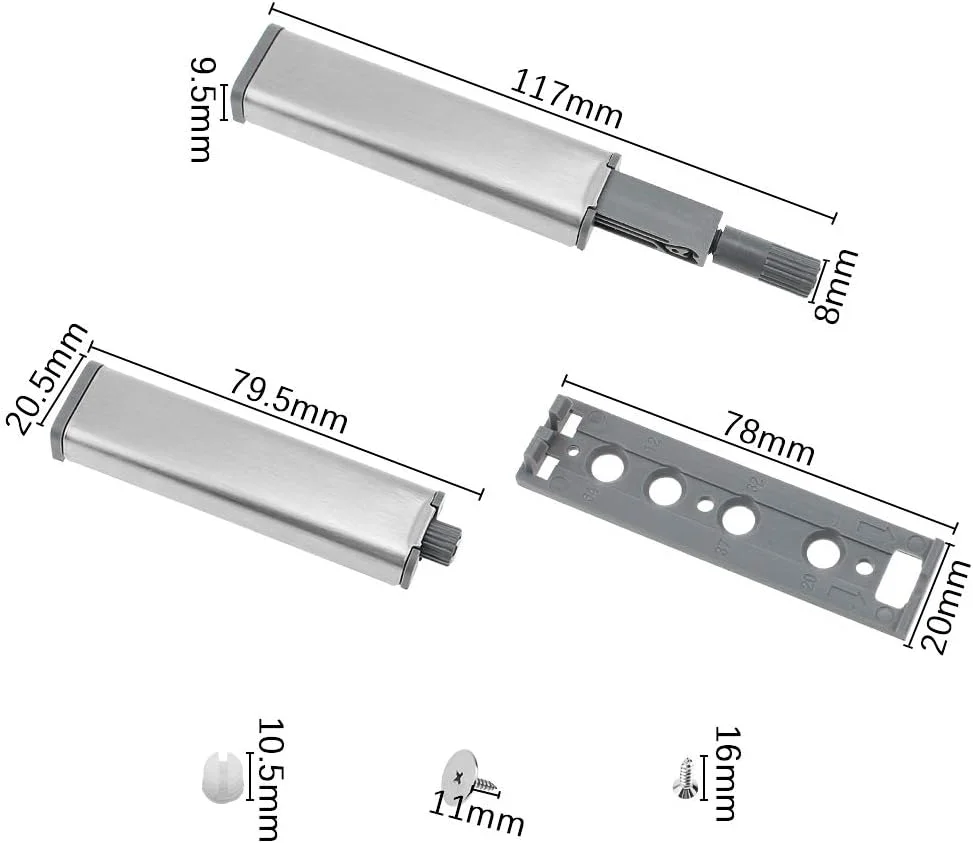 DXLing بسته 10 عددی قفل فشاری بازشو درب، سیستم فشاری مغناطیسی قوی، بافر میرایی، آهنربای استیل ضد زنگ کابینت، قفل فشاری باز کننده رهاسازی با پیچ برای کشو درب کابینت آشپزخانه