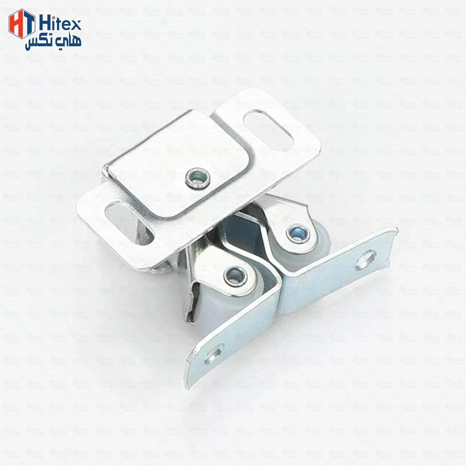 قفل دو غلتکی درب کابینت استیل ضد زنگ HITEX | بست درب کابینت مبلمان به همراه صفحه ضربه گیر و پیچ | غلتک های فنری برای بستن ایمن، روان و بی صدا درب (10 عدد)