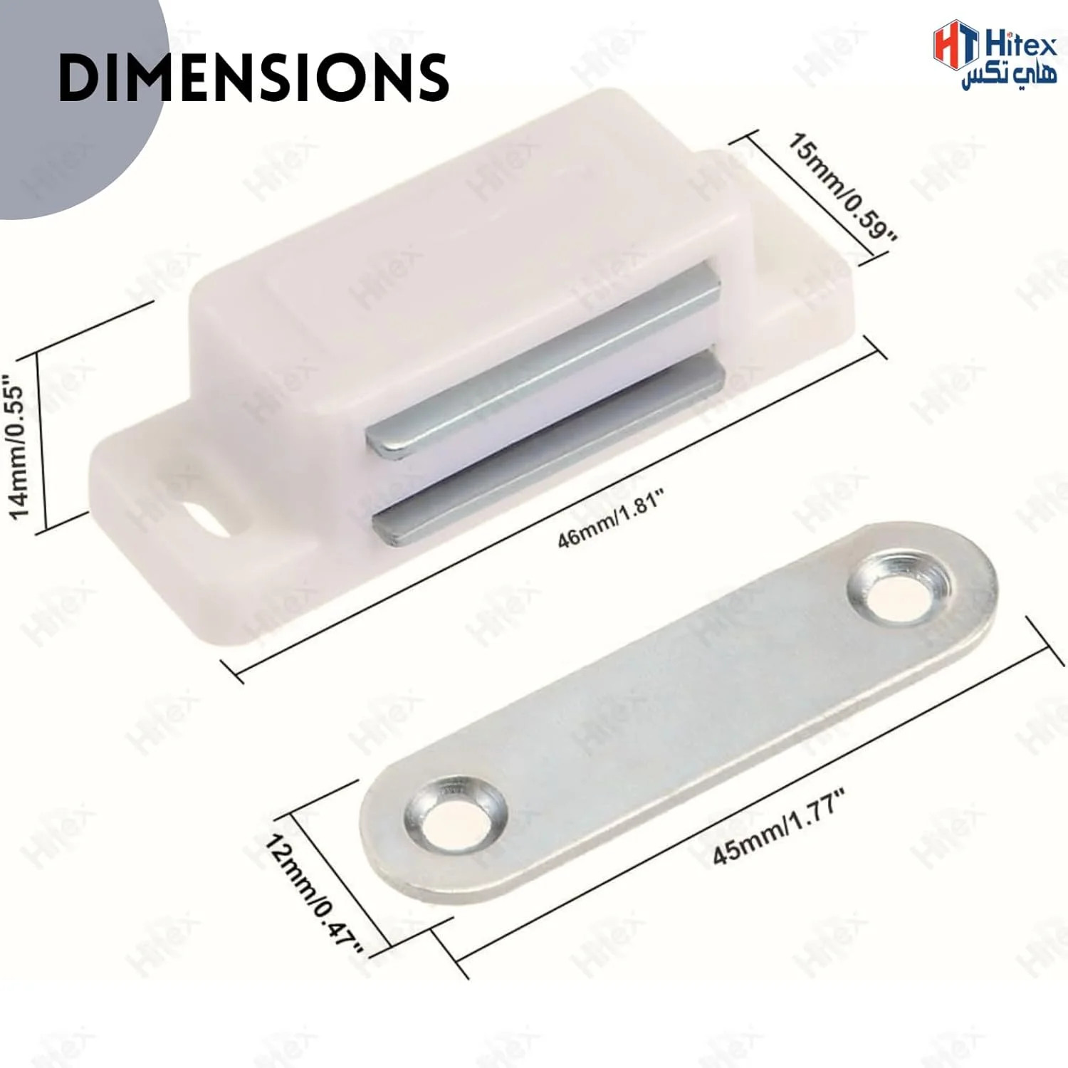 HITEX Cabinet Magnetic Catch Latch | ABS Plastic Door Magnet Closer with Screws | Strong Magnet for Kitchen Cabinets, Drawers, Wardrobe & Furniture Doors (4, White)