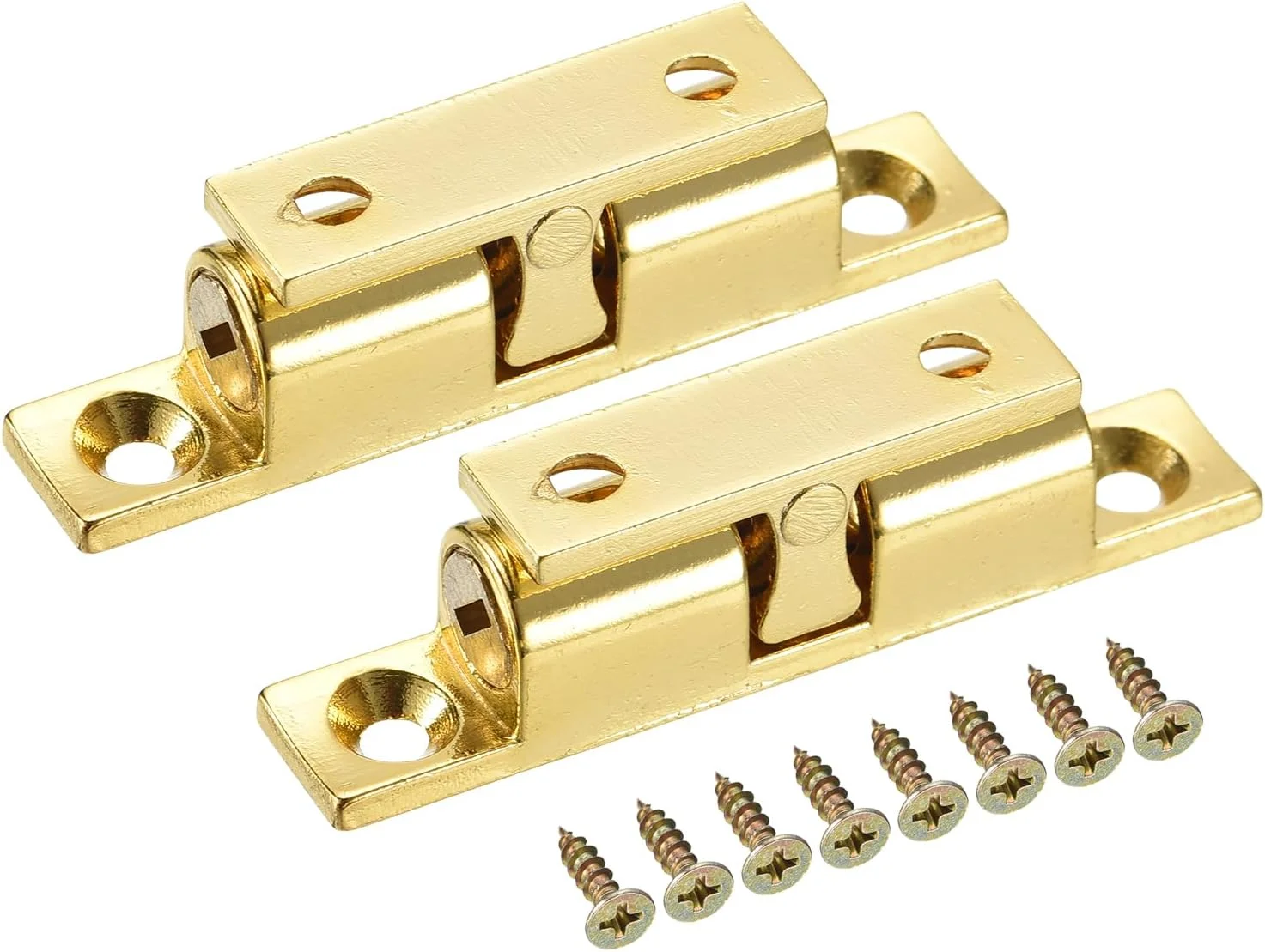 دو عدد قفل غلتکی توپی دوبل 5.84 سانتی متری، جنس آلیاژ روی، مناسب درب کابینت، کمد و مبلمان، طلایی