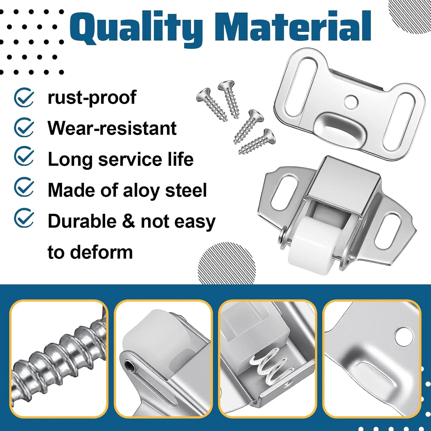مجموعه قفل غلتکی درب صندوق پستی MBAIYO شامل دو عدد با پیچ، قفل فنری چرخ غلتکی سنگین برای درب کابینت، کمد، درب RV و قفل صندوق پستی