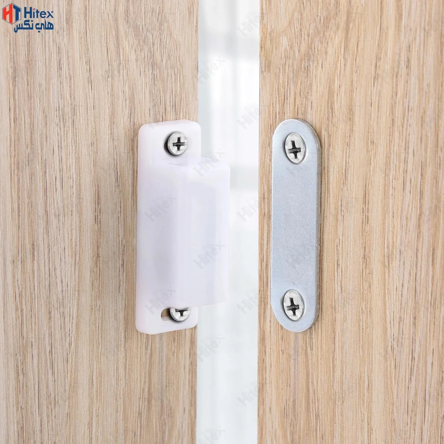 HITEX Cabinet Magnetic Catch Latch | ABS Plastic Door Magnet Closer with Screws | Strong Magnet for Kitchen Cabinets, Drawers, Wardrobe & Furniture Doors (4, White)
