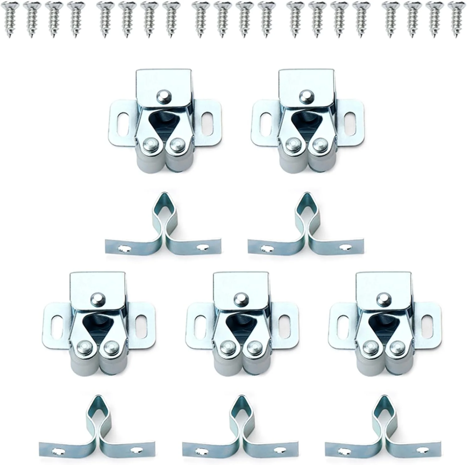 ست 5 عددی قفل درب با روکش چندگانه، قفل دو غلتکی با قدرت نگهداری بالا برای کابینت، همراه با پیچ، نصب آسان برای منزل، مبلمان منزل، کابینت