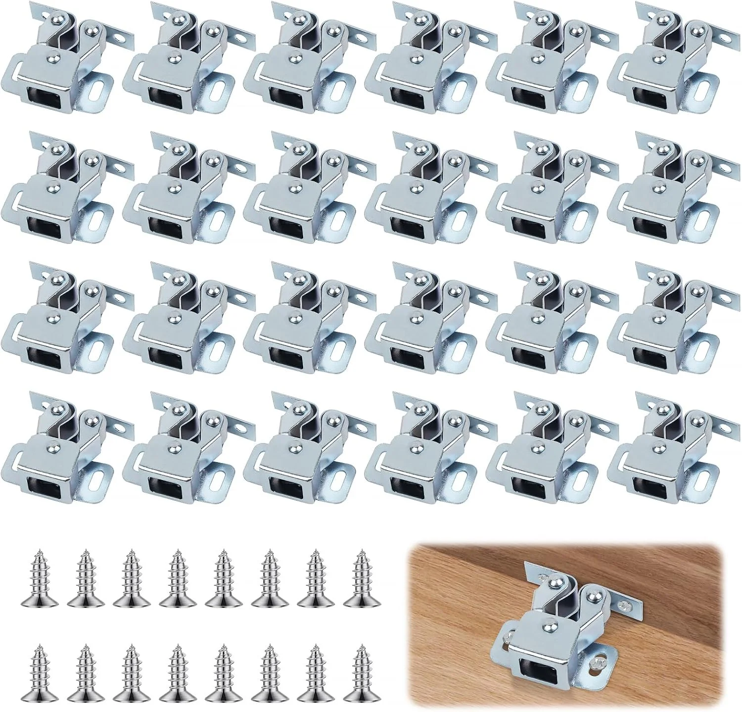 زبانه قفل دو غلتکی درب کابینت QMLING: بسته 25 عددی قفل غلتکی کابینت با پیچ، قفل درب برای درب های کابینت و کمد