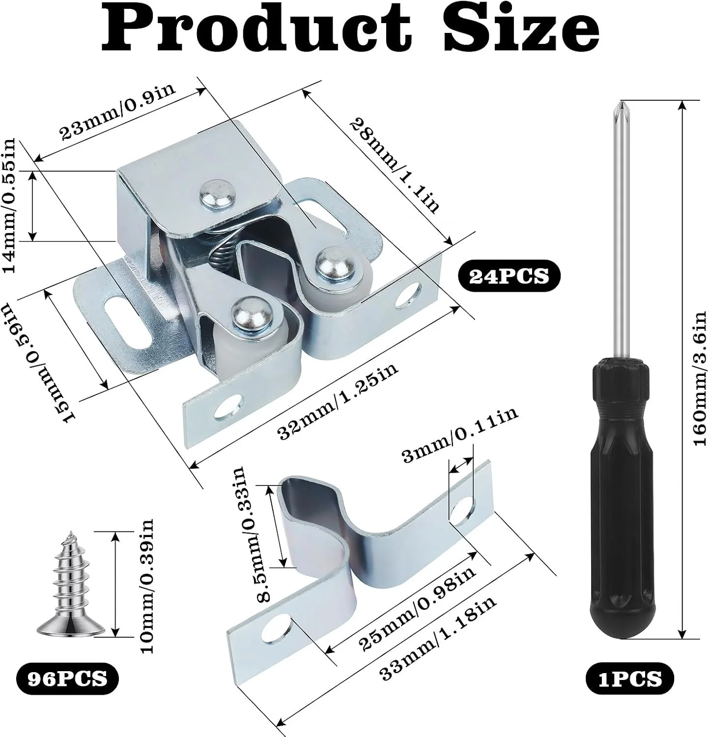 زبانه های درب دو غلتکی QMLING: 25 عدد قفل درب کابینت به همراه پیچ، قفل کمد با روکش روی برای کمد لباس مبلمان منزل