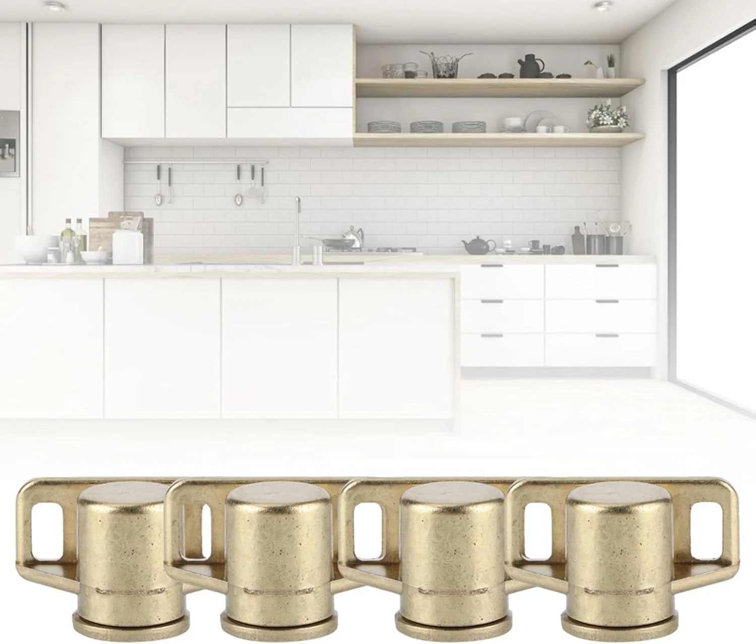 4 عدد بست مغناطیسی درب، جنس آلیاژ روی عتیقه، اتصالات سخت افزاری، مناسب کابینت، کمد، کشو، لوازم جانبی با مواد با سختی بالا برای مبلمان آشپزخانه و حمام (طلایی)