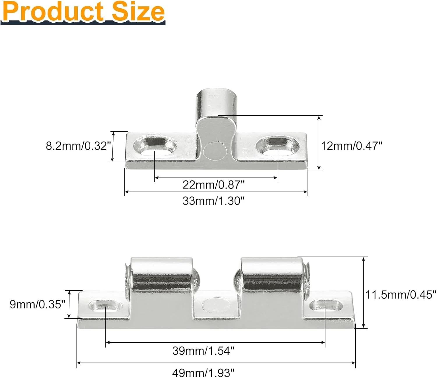 دو عدد قفل غلتکی توپی دوبل 4.9 سانتی متری آلیاژ روی، بست کششی برای درب کابینت، کمد و مبلمان، نقره ای