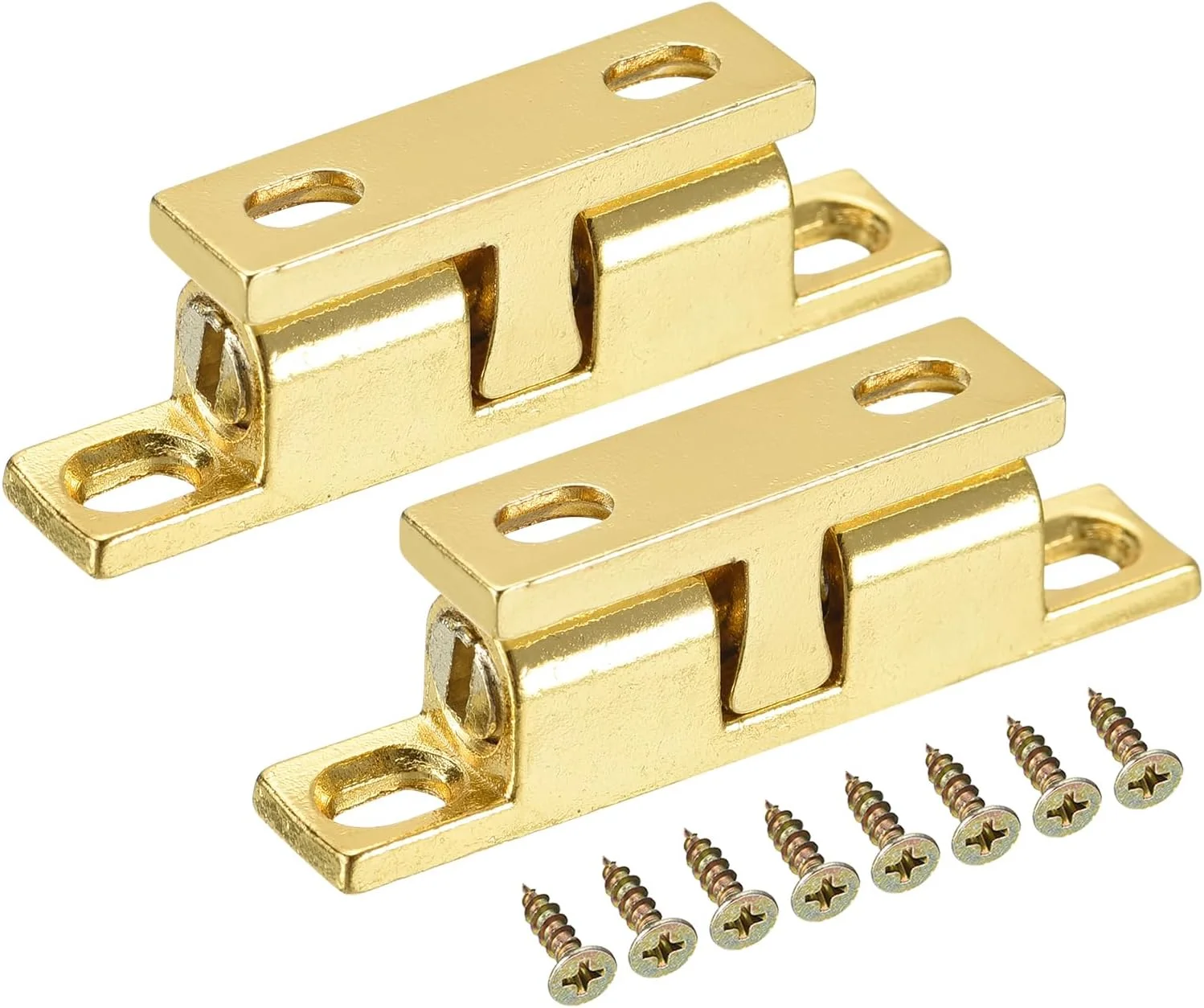 دو عدد قفل غلتکی توپی دوبل 1.69 اینچی، زبانه کششی آلیاژ روی برای درب کابینت، کمد و مبلمان، طلایی