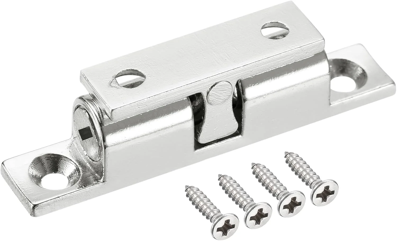 قفل غلتکی دو توپی با فنر 2.30 اینچی، جنس آلیاژ روی، مناسب برای درب کابینت، کمد و مبلمان، نقره ای