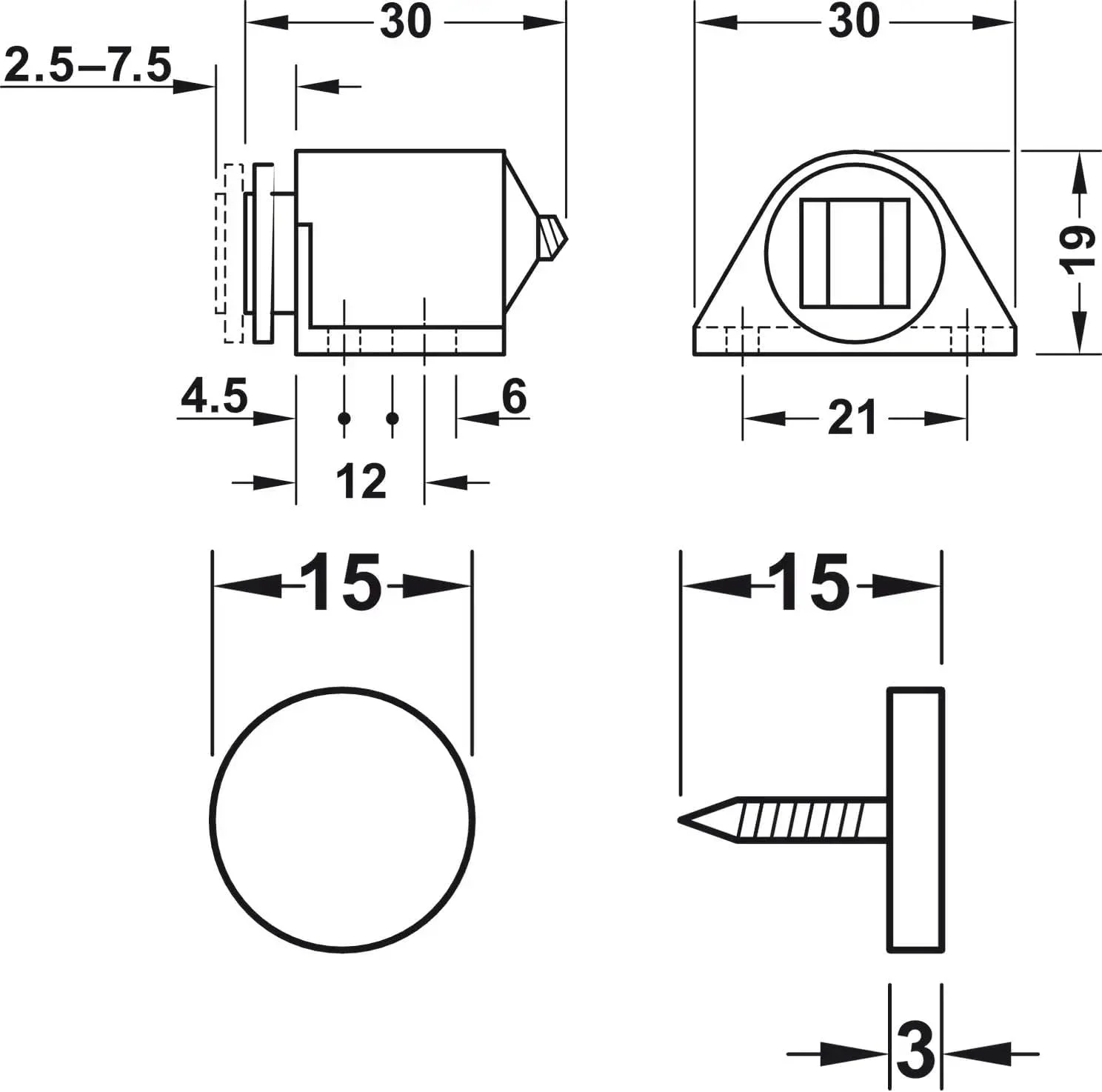 سایکلینگ کالرز 2 عدد مگنت کابینت سفید، مگنت درب کابینت، بست مگنتی درب کابینت، قفل درب گرد
