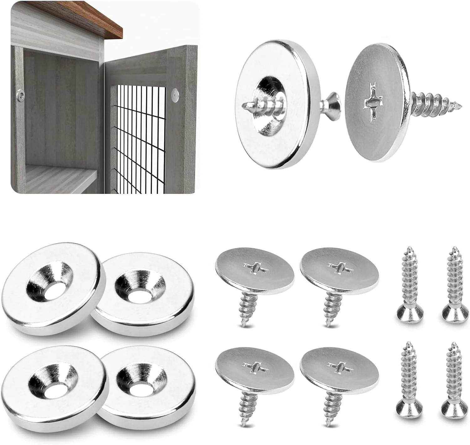 بسته چهارتایی قفل مگنتی درب کابینت دفسدار، مگنت های قوی برای درب های آشپزخانه، قفل مگنتی کشو برای بستن درب کمد و کابینت آشپزخانه