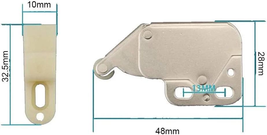 NA ست 6 عددی قفل فشاری، قفل کابینت فنری، فشاری برای باز کردن، قفل لمسی، قفل فنری اتوماتیک برای درب کابینت به همراه پیچ