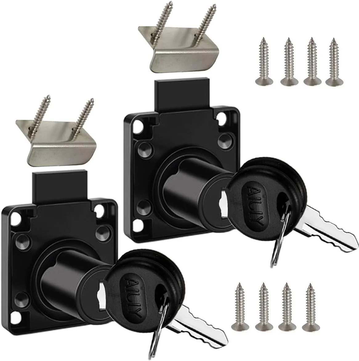 قفل کشو کابینت، قفل صندوق پستی، مدل CT-138-22، برای ایمن سازی اسناد و کشوهای مهم (قطر دهانه 19 میلی متر)، مناسب برای درب هایی با ضخامت 17 تا 22 میلی متر. 2 عدد [مشکی]