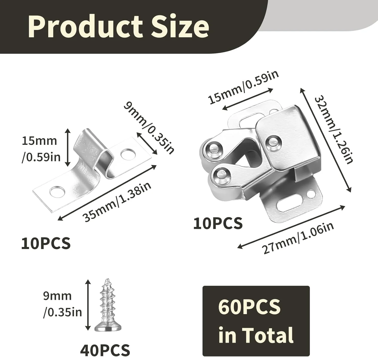 10 عدد قفل دو غلتکی دوقلو، قفل درب با روکش روی، قفل کابینت با 40 پیچ، قفل درب کمد لباس، قفل اثاثیه، قفل کمد لباس برای خانه، کاروان، کشوی آشپزخانه، قفسه کتاب