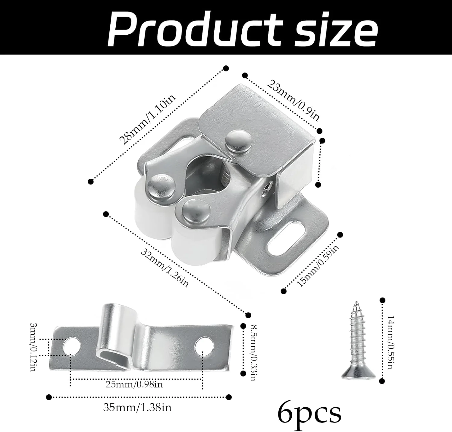 گیره درب کابینت 6 عددی، سخت افزار قفل غلتکی قوی، قفل درب غلتکی دوتایی با پیچ، برای کابینت آشپزخانه، کمد لباس، مبلمان منزل (نقره ای) گیره درب کابینت 6 عددی، سخت افزار قفل غلتکی قوی، قفل درب غلتکی دوتایی با پیچ، برای کابینت آشپزخانه، کمد لباس، مبلمان منزل (نقره ای)