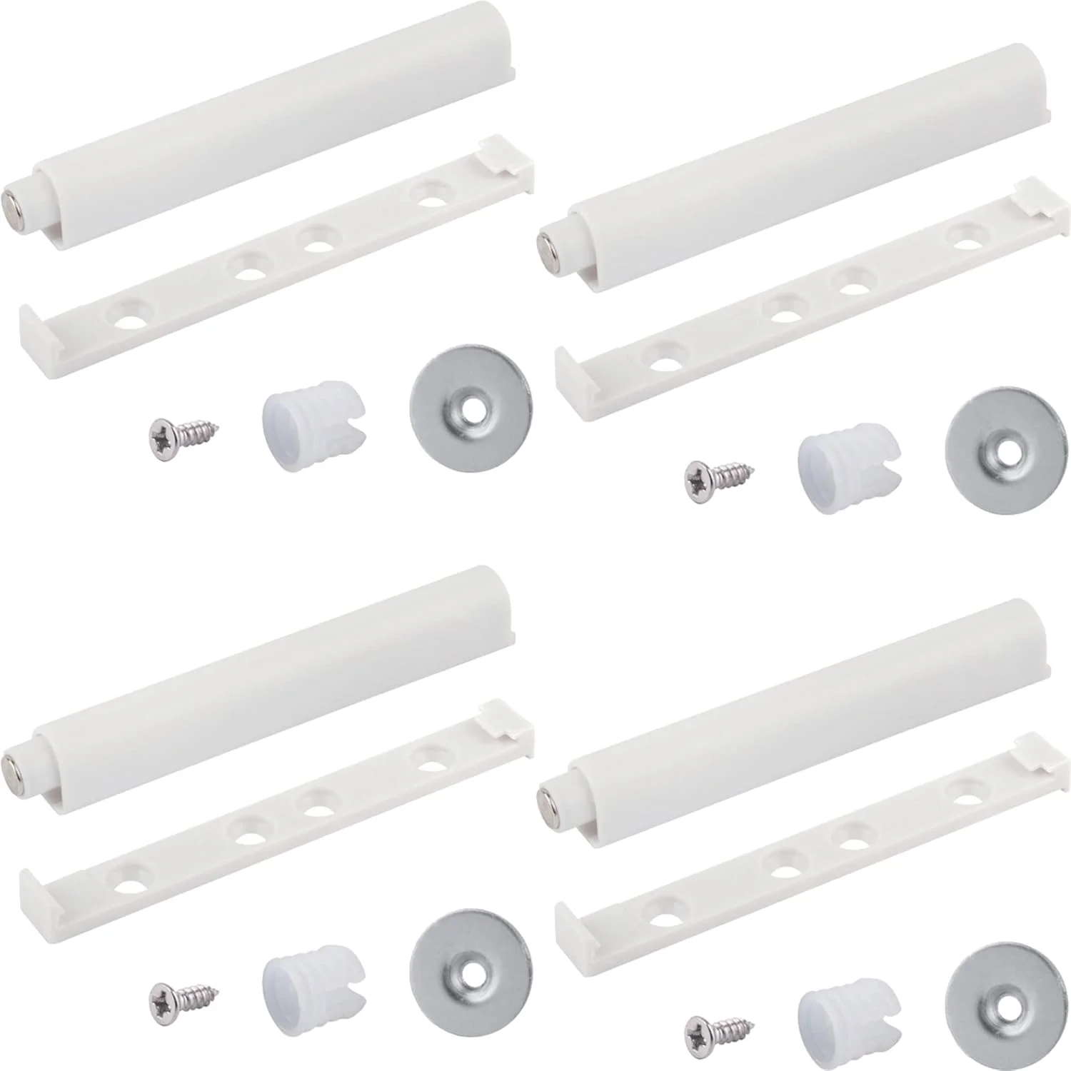 سایکلینگ کالرز 4 عدد قفل مگنتی فشاری بازشو درب، مناسب برای مبلمان، کابینت، فنری، قفل فشاری کشو، ساخت مبلمان، بهبود یافته، سفید