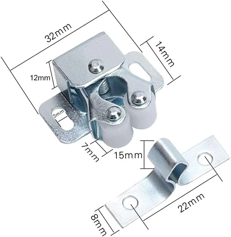 قفل درب دو غلتکی 12 عددی، قفل کابینت دوقلو، قفل درب کابینت با قدرت نگهداری بالا برای کابینت مبلمان منزل - روکش روی