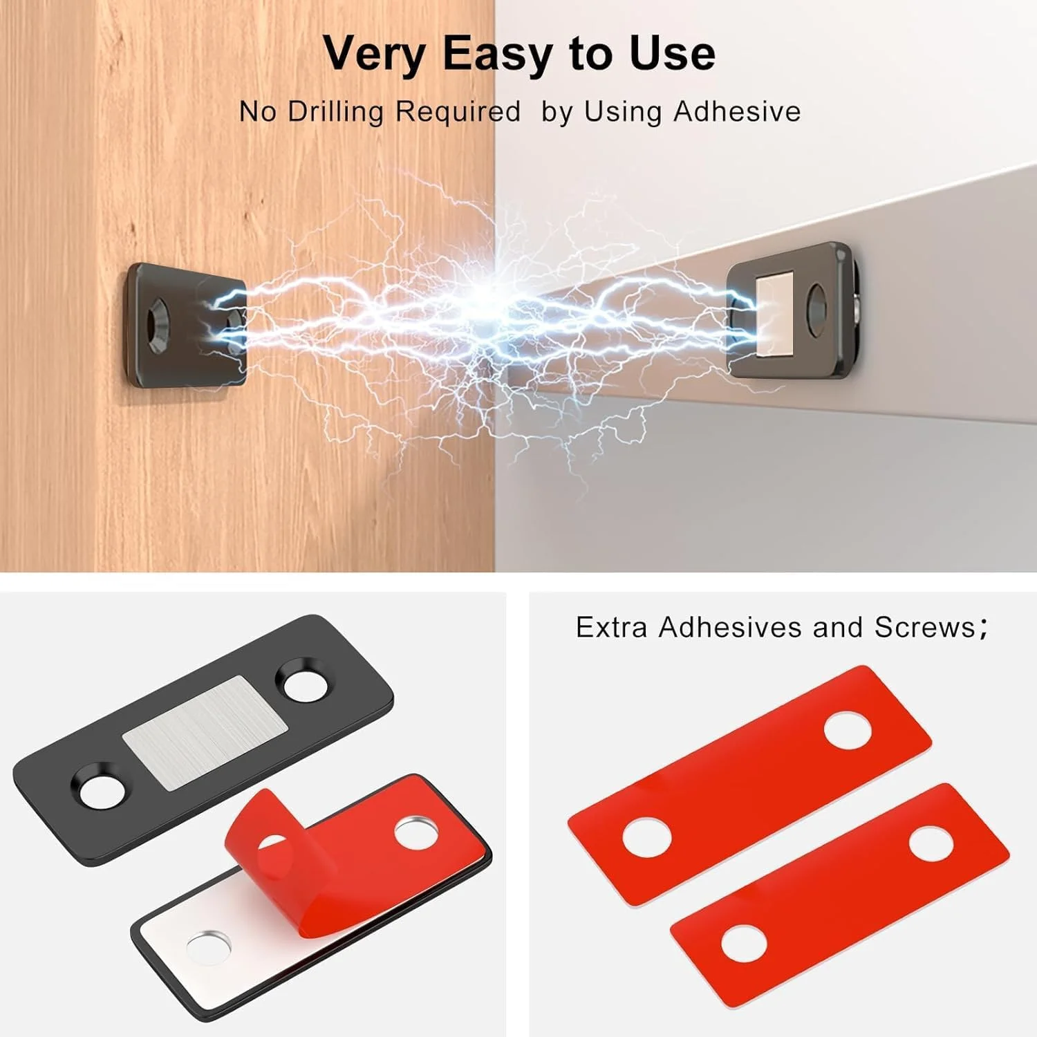 بسته 8 عددی قفل مغناطیسی کابینت، آهنرباهای فوق العاده نازک درب کابینت، آهنرباهای چسبی کشو، بست های مغناطیسی کابینت برای بستن درب کمد آشپزخانه