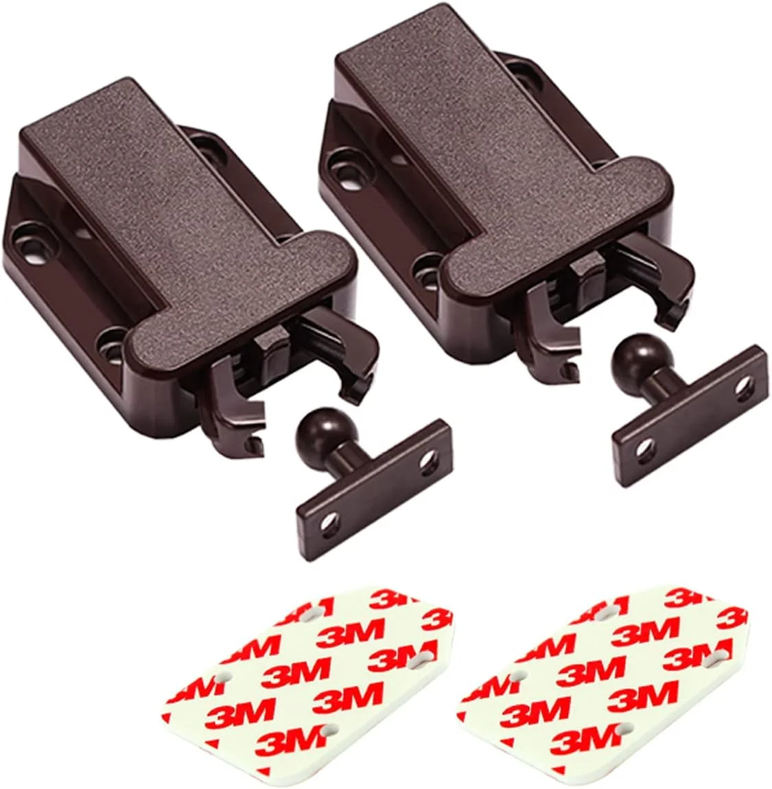 قفل فشاری کابینت و قفل درب مبلمان، قفل جهشی کابینت، دستگاه خود قفل شونده، بست درب بسته شو کمد آشپزخانه (2 عدد قهوه ای) قفل فشاری کابینت و قفل درب مبلمان، قفل جهشی کابینت، دستگاه خود قفل شونده، بست درب بسته شو کمد آشپزخانه (2 عدد قهوه ای)