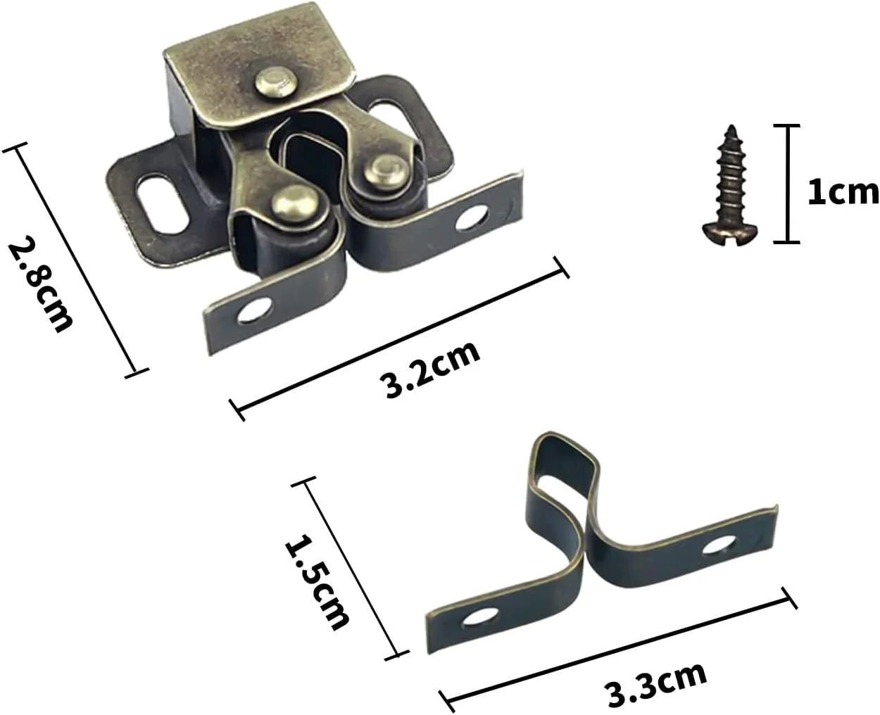 5 عدد قفل درب روکش شده با روی، قفل درب کابینت با غلتک دوبل و نگهدارنده قوی به همراه پیچ، قفل غلتکی دوقلو کمد، قفل غلتکی دوبل، مناسب برای کابینت و کمد مبلمان منزل (برنزی عتیقه)