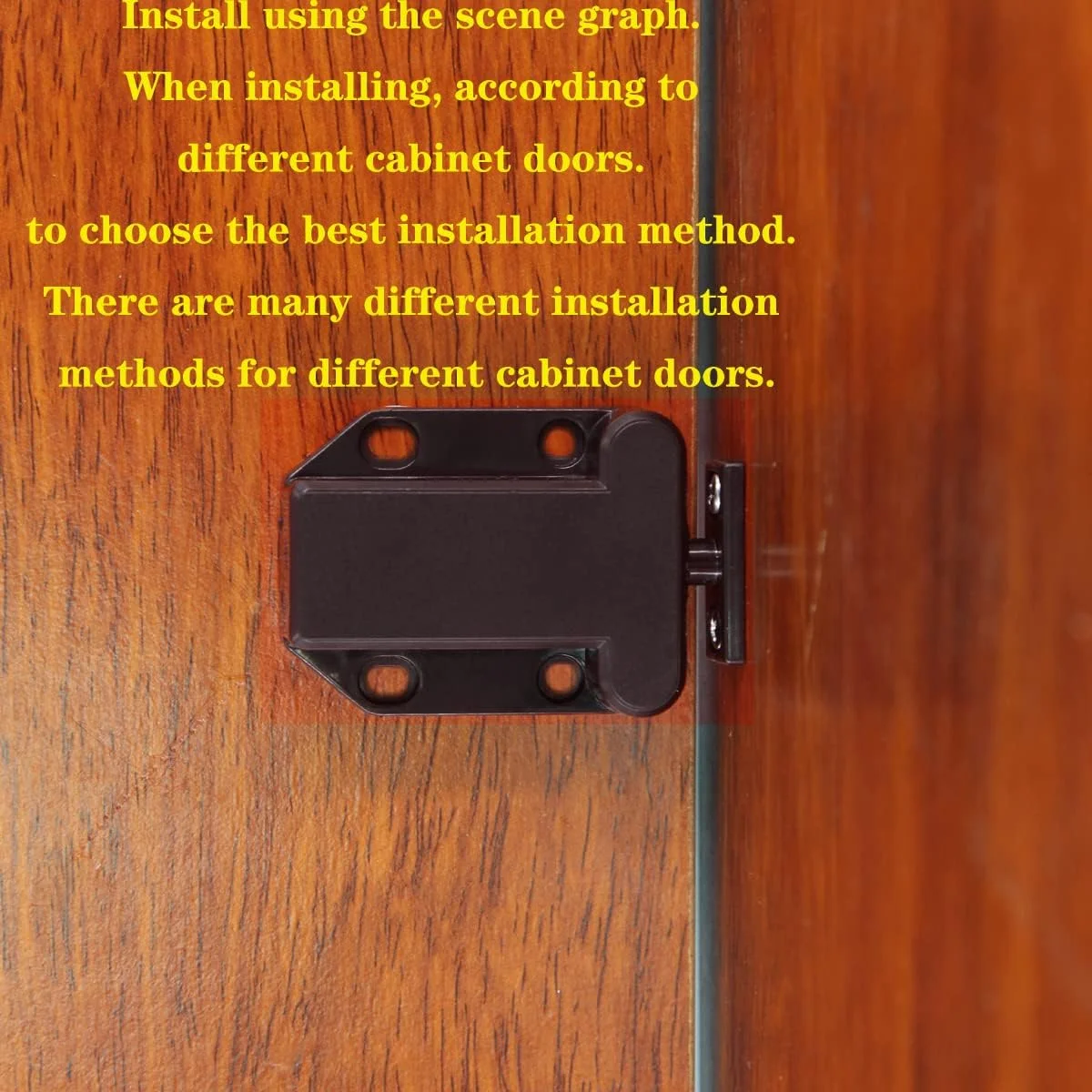 قفل فشاری کابینت و قفل درب مبلمان، قفل جهشی کابینت، دستگاه خود قفل شونده، بست درب بسته شو کمد آشپزخانه (2 عدد قهوه ای)