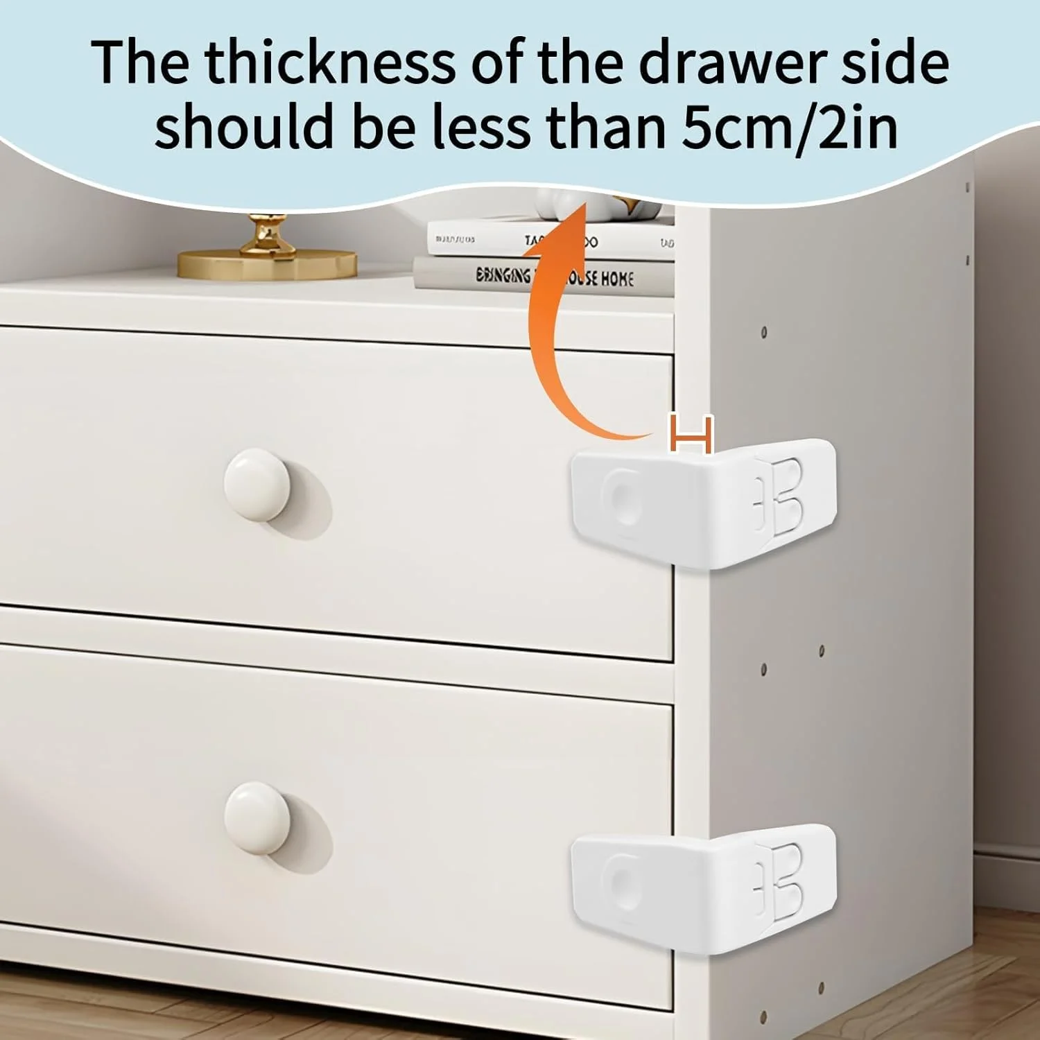 قفل کابینت کودک، 4 عدد قفل ایمن کشو، قفل کشو زاویه دار ضد کودک، قفل ایمنی کودک برای کابینت ها، قفل های گوشه ای ضد کودک دکمه دار با چسب قوی برای کابینت