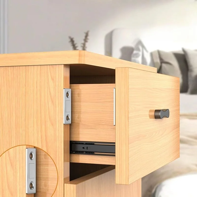 بسته 3 عددی قفل مغناطیسی کابینت، قفل درب مغناطیسی فوق العاده نازک با چسب و پیچ، بست های مغناطیسی درب کابینت برای کشو، کمد، درب کشویی، مناسب برای آشپزخانه، اتاق خواب، نقره ای