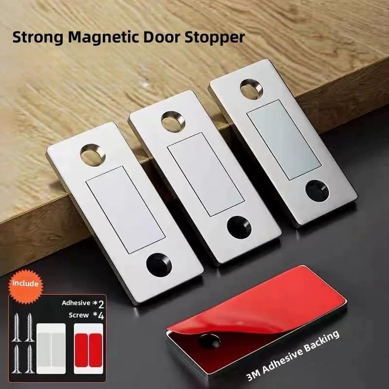 بسته 3 عددی قفل مغناطیسی کابینت، قفل درب مغناطیسی فوق العاده نازک با چسب و پیچ، بست های مغناطیسی درب کابینت برای کشو، کمد، درب کشویی، مناسب برای آشپزخانه، اتاق خواب، نقره ای