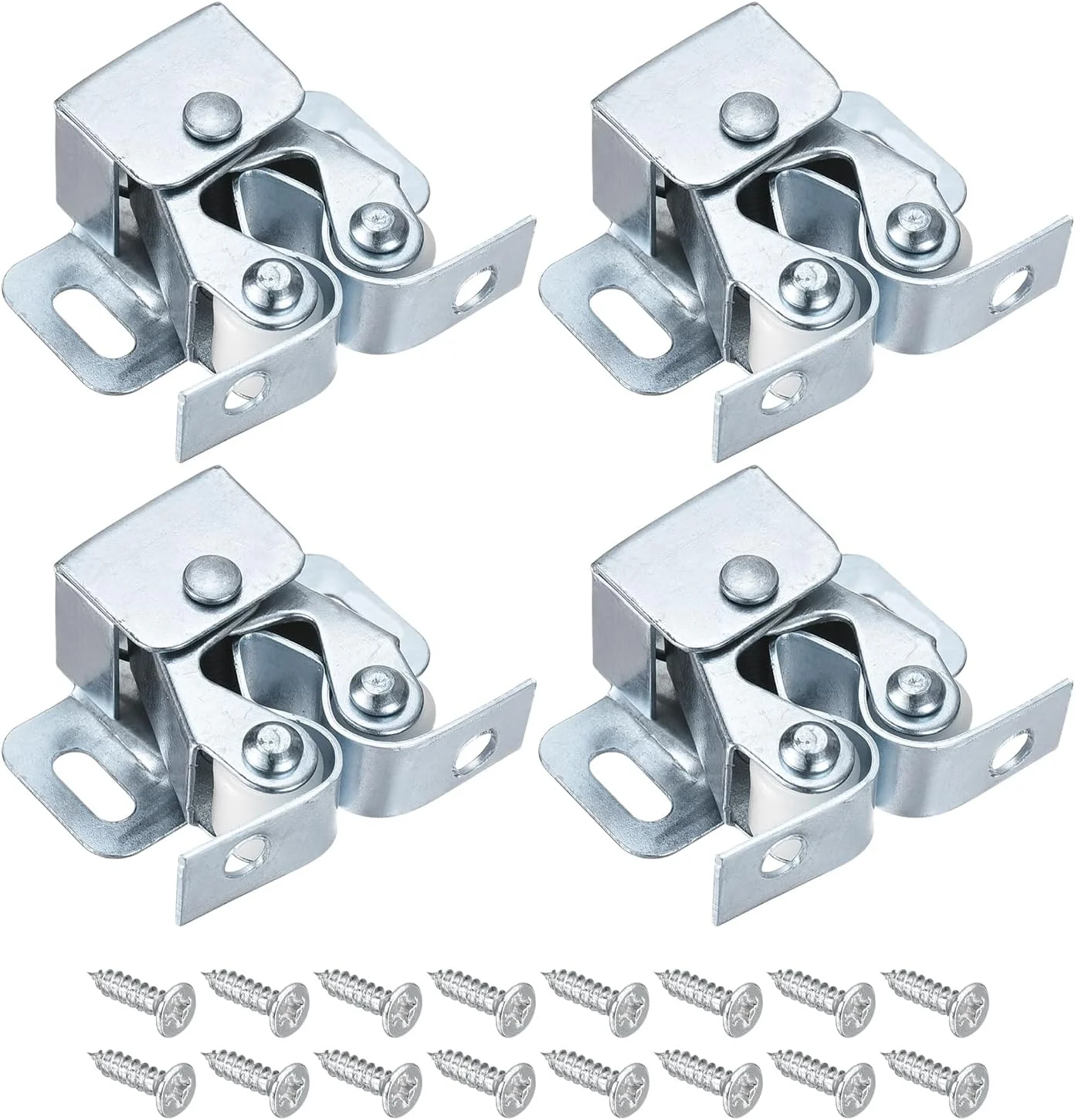 ست چهارتایی قفل غلتکی دوطرفه برای درب کابینت، کمد، و مبلمان، نقره ای آبی