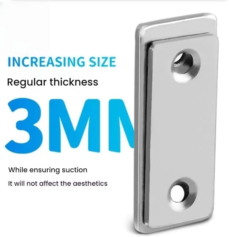 بسته 3 عددی قفل مغناطیسی کابینت، قفل درب مغناطیسی فوق العاده نازک با چسب و پیچ، بست های مغناطیسی درب کابینت برای کشو، کمد، درب کشویی، مناسب برای آشپزخانه، اتاق خواب، نقره ای