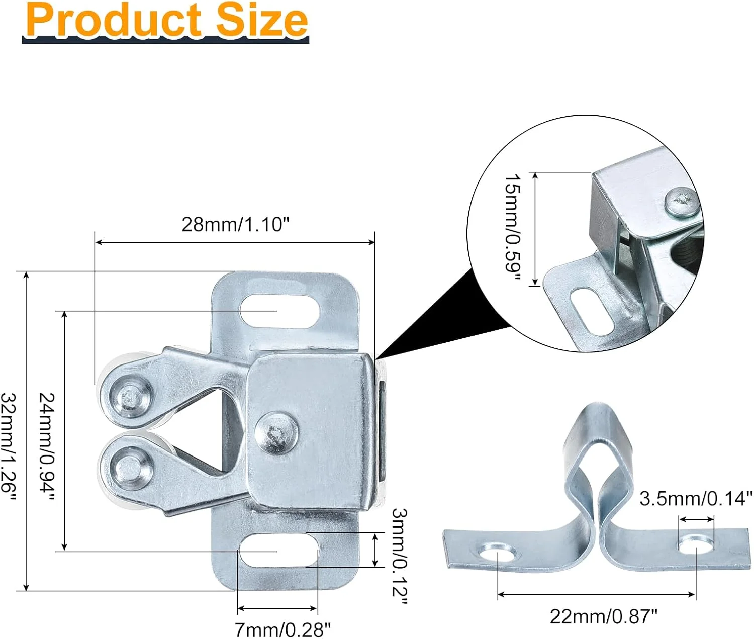 ست چهارتایی قفل غلتکی دوطرفه برای درب کابینت، کمد، و مبلمان، نقره ای آبی