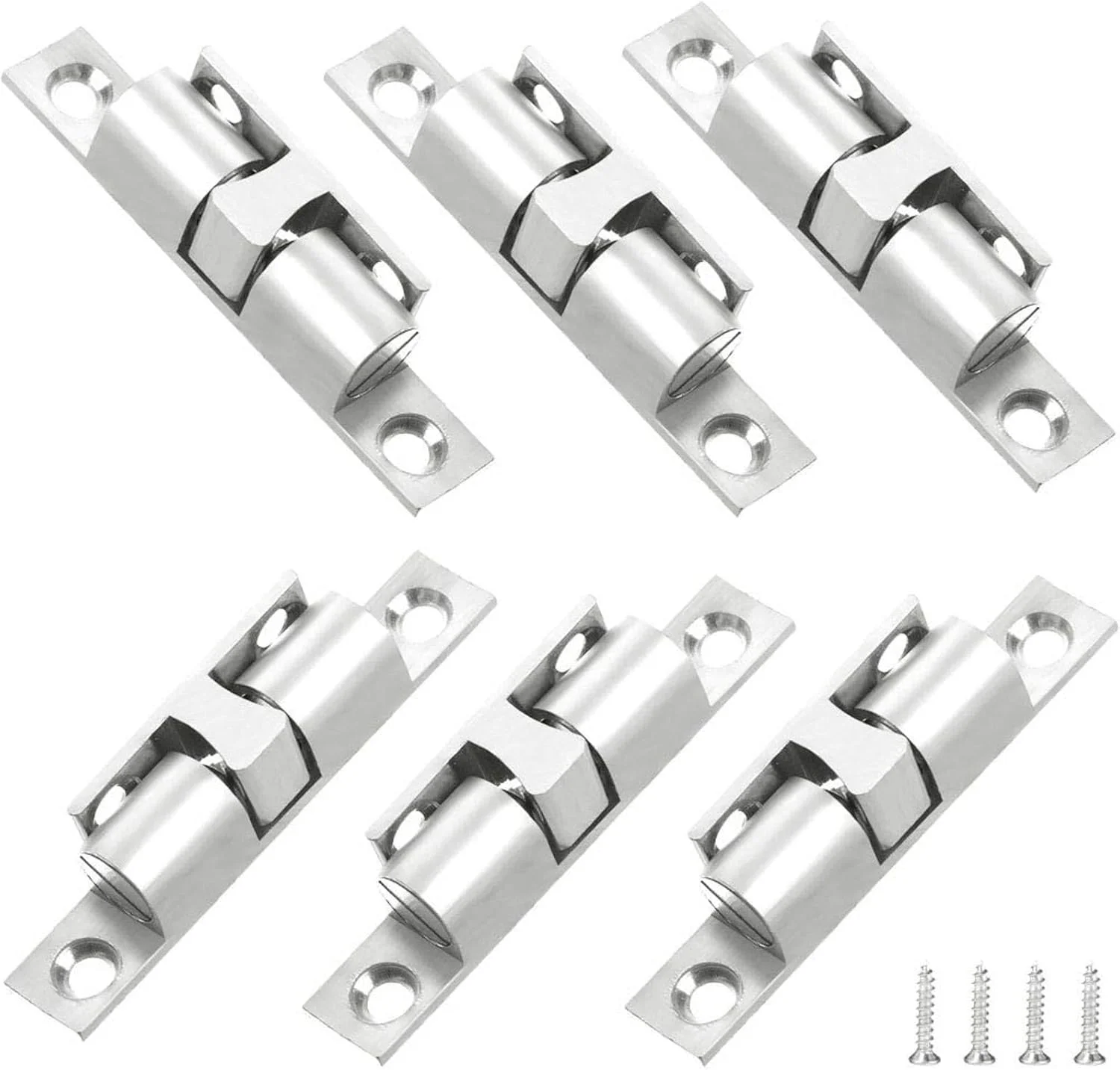 گیره توپی درب کابینت برنجی 6 عددی، قفل فشاری درب کمد، مناسب برای درب کمد، درب های داخلی، جاکفشی (نقره ای)