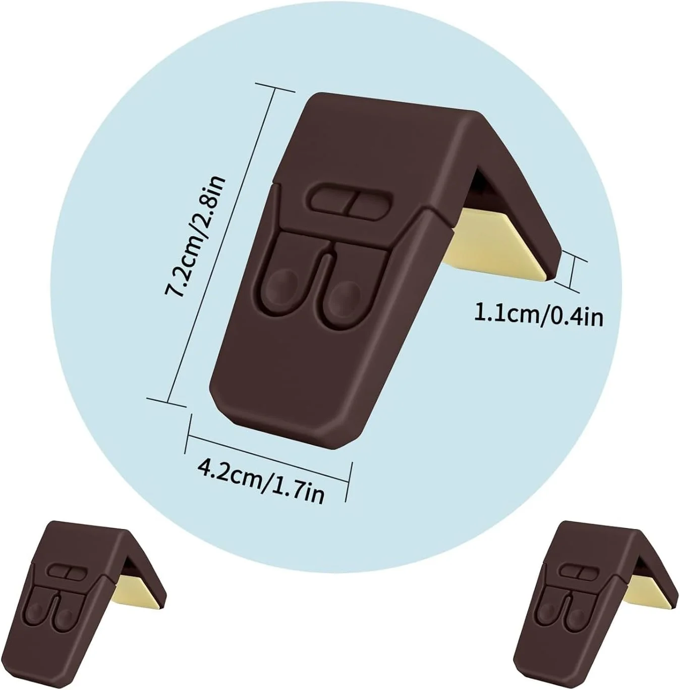 قفل کابینت کودک، بسته 8 عددی قفل ایمنی کودک برای کابینت ها، قفل های ایمنی کودک برای کابینت، قفل های کشویی نوع زاویه دار با چسب قوی برای کشوها، درها، کابینت ها (قهوه ای)