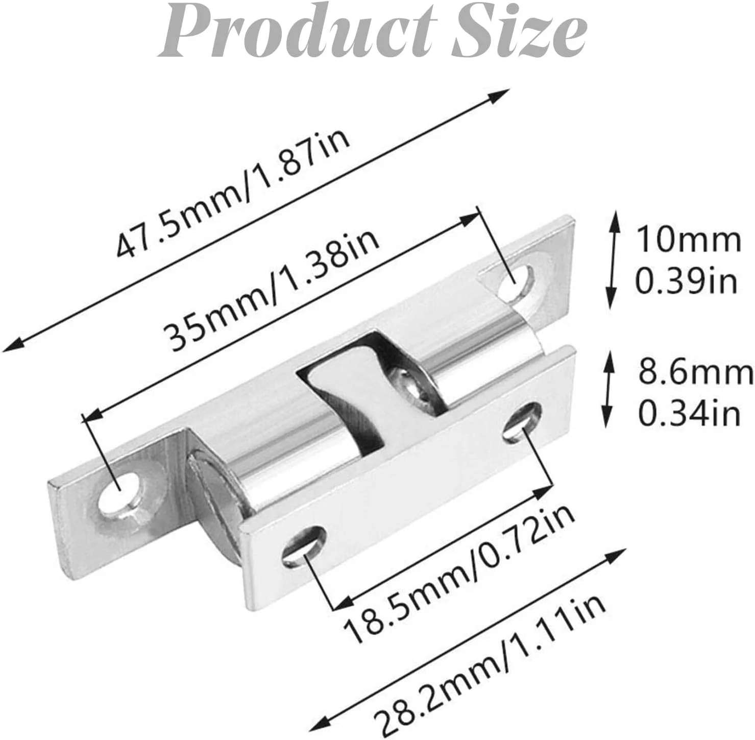 گیره توپی درب کابینت برنجی 6 عددی، قفل فشاری درب کمد، مناسب برای درب کمد، درب های داخلی، جاکفشی (نقره ای)