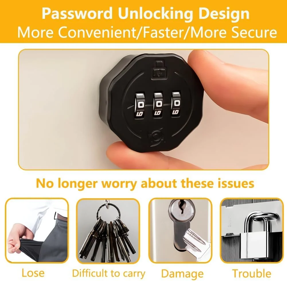 قفل درب کابینت، قفل رمزی 3 رقمی، قفل کابینت بدون کلید، سیلندر کد امن، مناسب برای پنل 16-20 میلی متری، نصب آسان، برای آشپزخانه، کمد، کشو