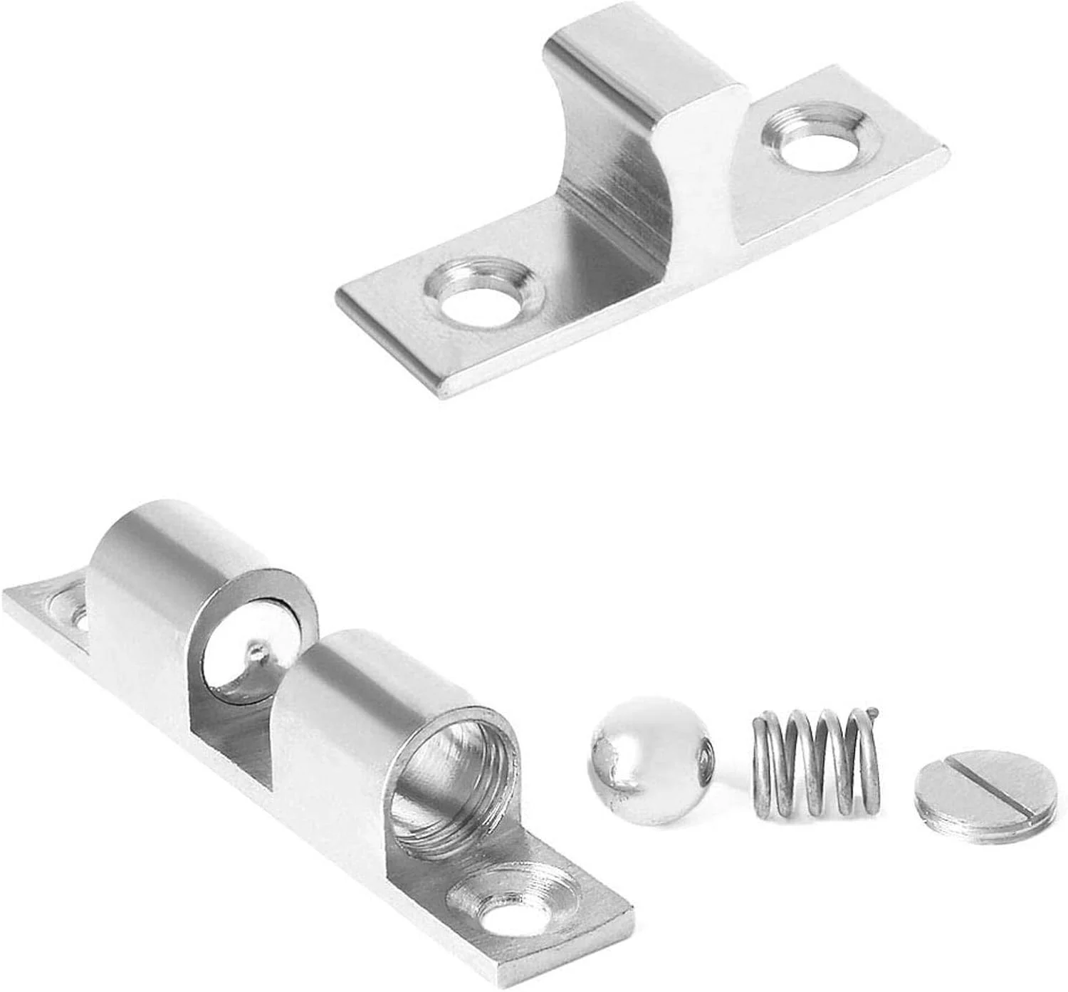 گیره توپی درب کابینت برنجی 6 عددی، قفل فشاری درب کمد، مناسب برای درب کمد، درب های داخلی، جاکفشی (نقره ای)