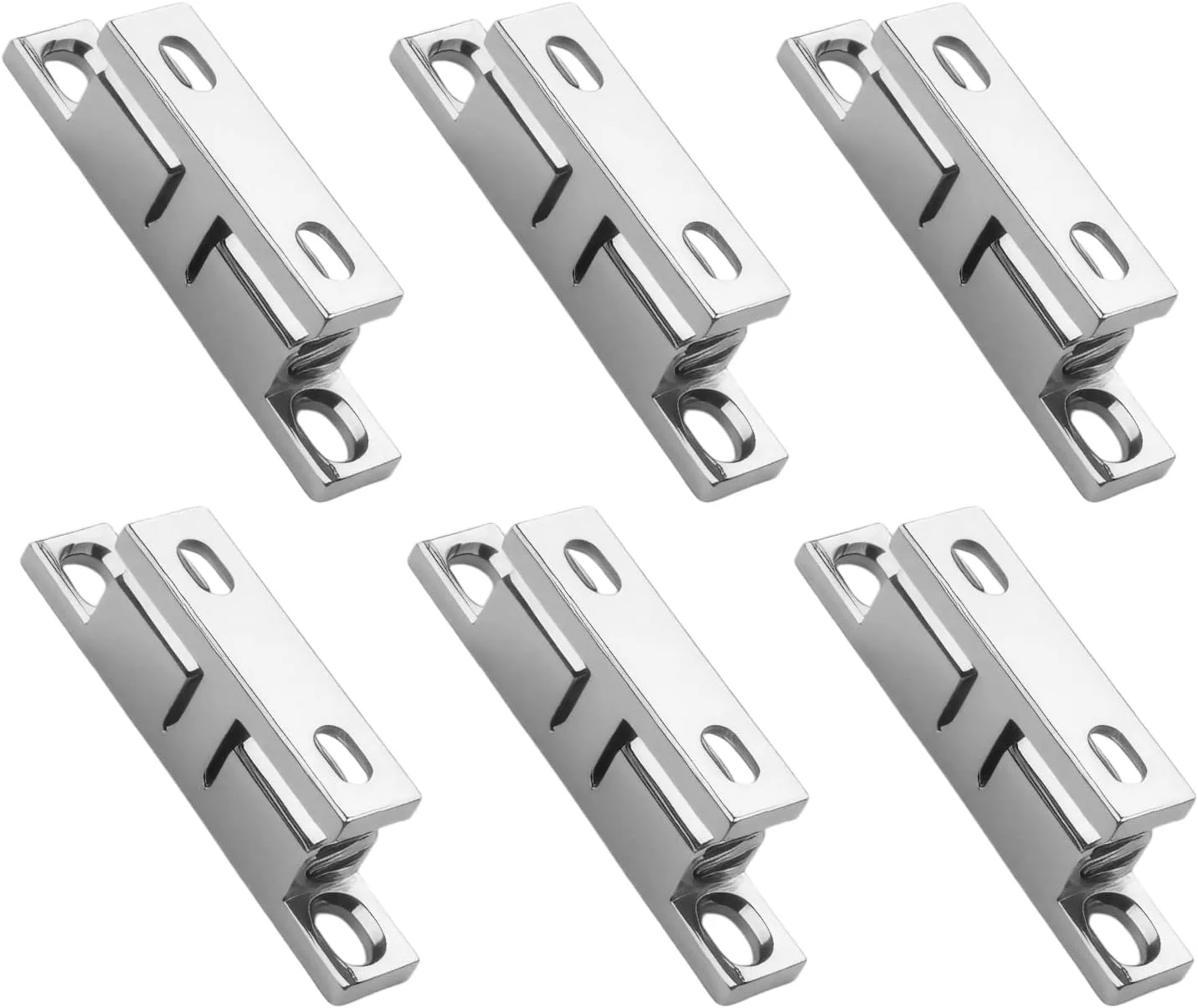 ست 6 عددی قفل توپی کابینت برنجی درب کمد نقره ای، قفل فشاری سنگین برای کمد، کمد دیواری، درب های داخلی، قفل قابل تنظیم مبلمان برای استفاده در آشپزخانه، حمام، اتاق خواب