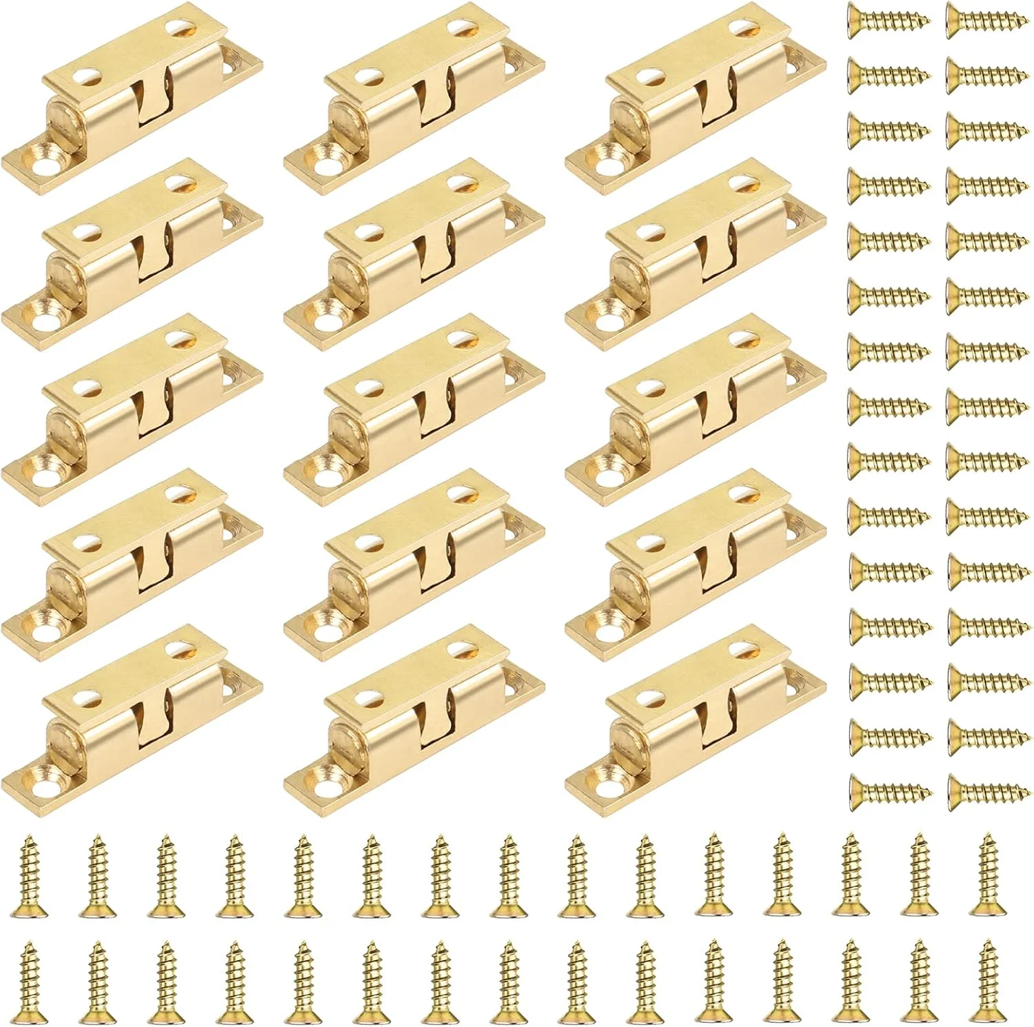 بسته 15 عددی قفل دو توپی Bubuyun، قفل مبلمان، گیره درب برنجی، قفل درب دو توپی غلطکی برنجی با پیچ برای درب کابینت (32 x 6.5 میلی متر)