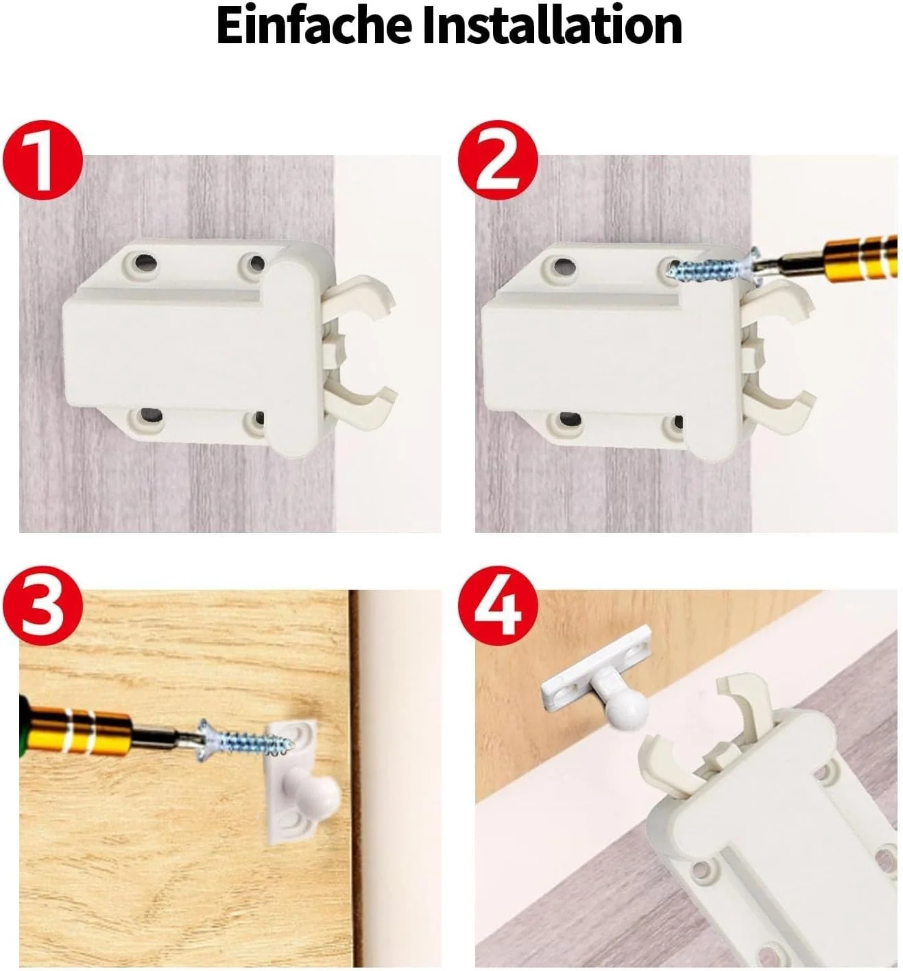بسته 6 عددی قفل فشاری بامایلی به همراه پیچ، قفل با عملکرد باز شدن خودکار برای درب کابینت آشپزخانه، کمد لباس، مبلمان منزل (سفید)