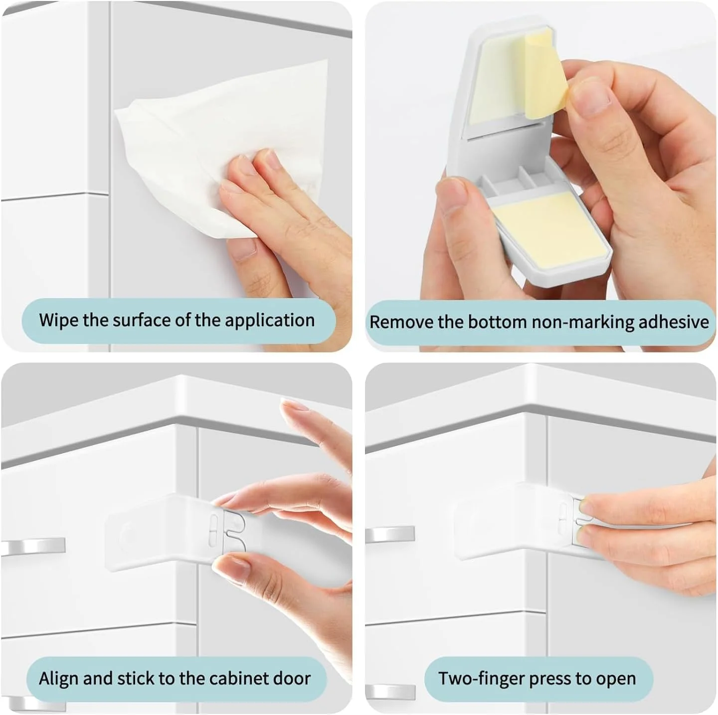 قفل کابینت کودک، بسته 8 عددی قفل ایمنی کودک برای کابینت ها قفل های ایمنی کودک قفل های کشویی نوع زاویه دار با چسب قوی برای کشوها، درها، کابینت ها (سفید) قفل کابینت کودک، بسته 8 عددی قفل ایمنی کودک برای کابینت ها قفل های ایمنی کودک قفل های کشویی نوع زاویه دار با چسب قوی برای کشوها، درها، کابینت ها (سفید)