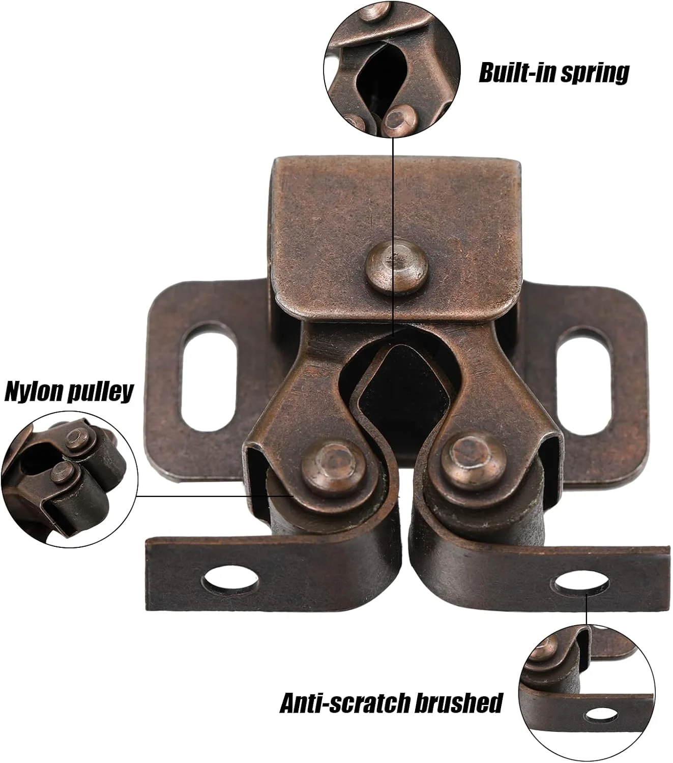 بسته 20 عددی قفل و بست درب کابینت Bonuci، بست های دو غلتکی با زبانه نیزه ای برای درب کمد و آشپزخانه (مسی عتیقه قهوه ای) بسته 20 عددی قفل و بست درب کابینت Bonuci، بست های دو غلتکی با زبانه نیزه ای برای درب کمد و آشپزخانه (مسی عتیقه قهوه ای)