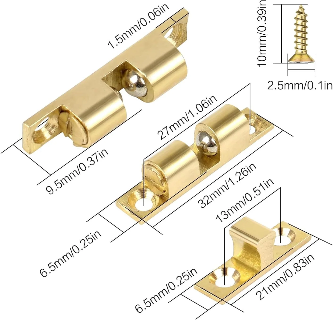 بسته 15 عددی قفل دو توپی Bubuyun، قفل مبلمان، گیره درب برنجی، قفل درب دو توپی غلطکی برنجی با پیچ برای درب کابینت (32 x 6.5 میلی متر) بسته 15 عددی قفل دو توپی Bubuyun، قفل مبلمان، گیره درب برنجی، قفل درب دو توپی غلطکی برنجی با پیچ برای درب کابینت (32 x 6.5 میلی متر)