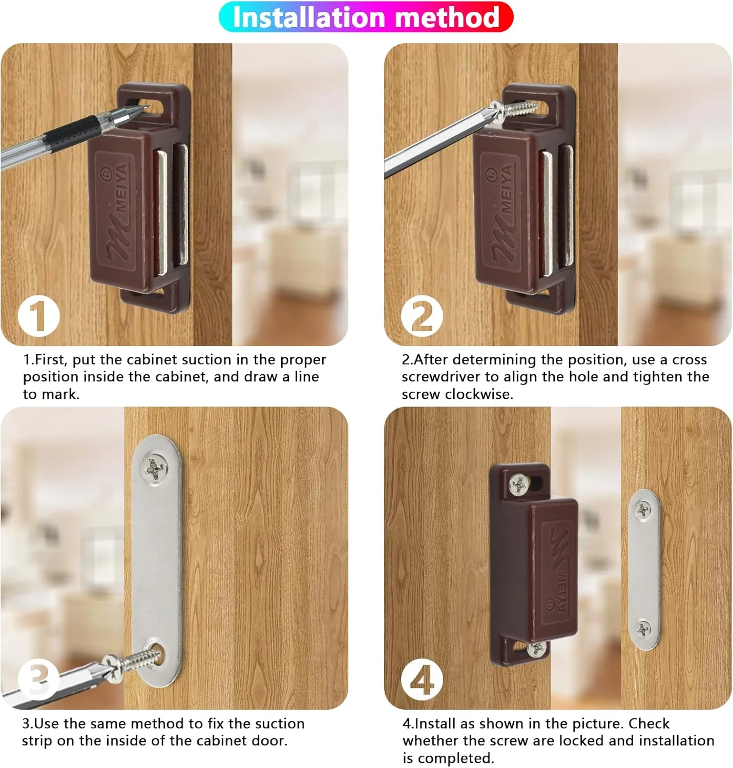 بسته 12 عددی مگنت کابینت BDS-HOME با قدرت 15 پوند، قفل مغناطیسی درب برای درب کمد آشپزخانه، درب حمام، کمد لباس، کشو و کرکره با پیچ های نصب (قهوه ای) بسته 12 عددی مگنت کابینت BDS-HOME با قدرت 15 پوند، قفل مغناطیسی درب برای درب کمد آشپزخانه، درب حمام، کمد لباس، کشو و کرکره با پیچ های نصب (قهوه ای)