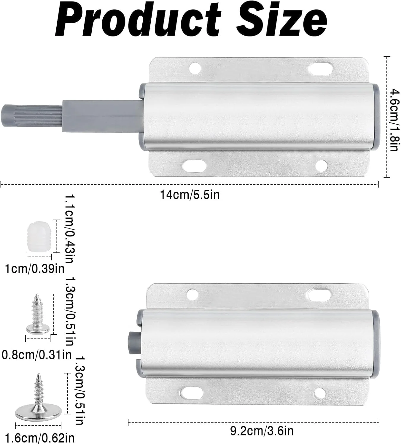 بست های مگنتی فشاری BIGTHREE، بسته 12 عددی، قفل لمسی سنگین برای درب کابینت، کشو و کمد به همراه پیچ گوشتی