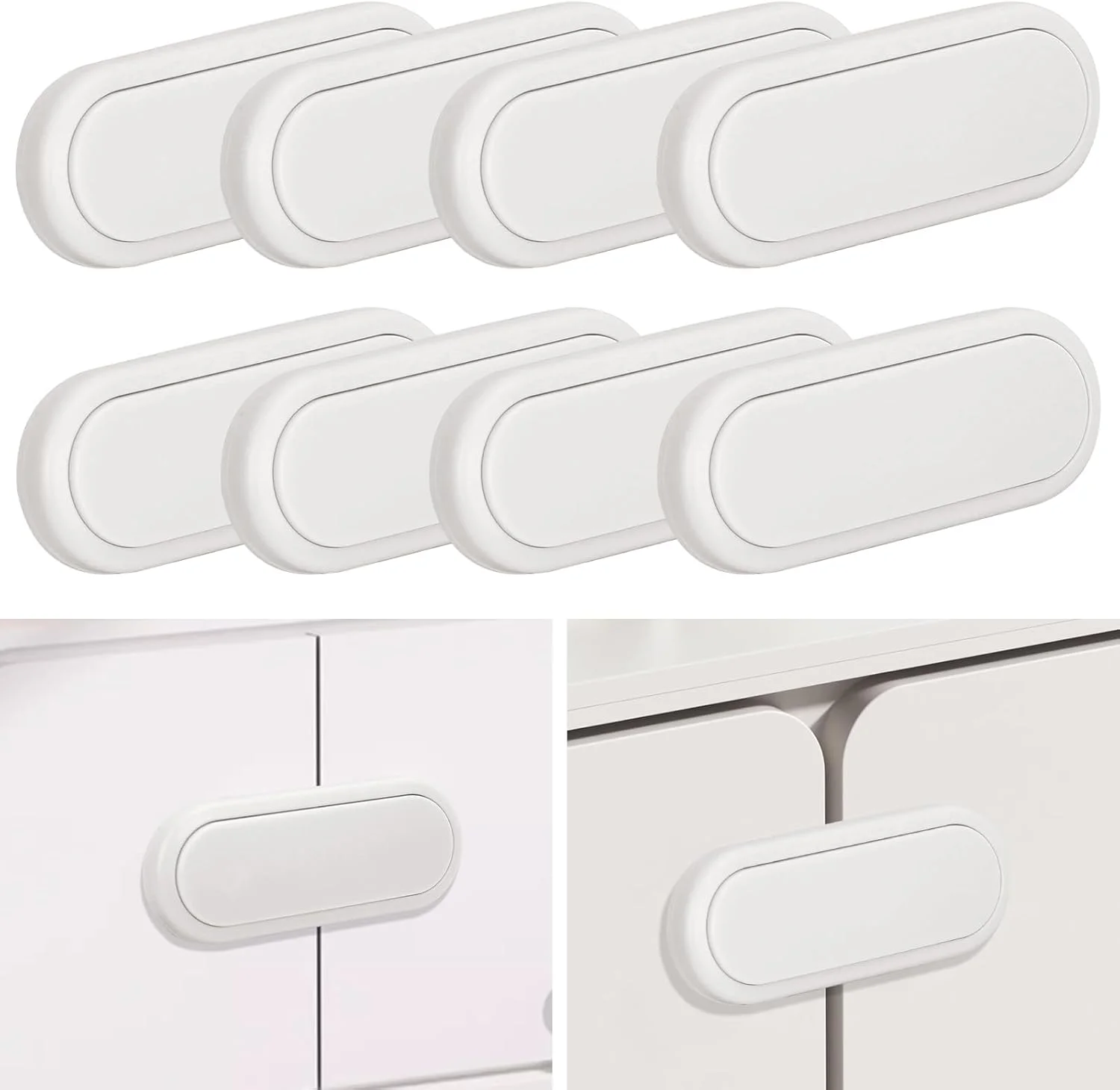 قفل کابینت کودک آزونی، قفل ایمنی کودک برای کابینت کشو، یخچال، کمد، قفسه، قفل ایمنی کودک برای محافظت از کودکان، برای یخچال، کابینت، درب فریزر (بسته 8 عددی)