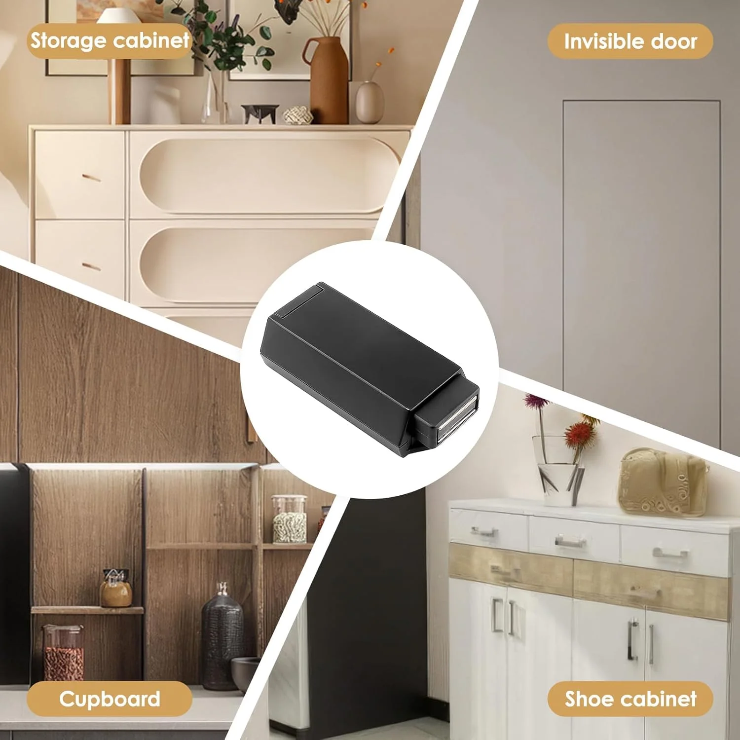 ست قفل مگنتی فشاری کابینت Azonee، سخت افزار کشوی پلاستیکی مشکی مخفی، قفل فشاری بادوام برای درهای کابینت، کمد و کشو، بسته 2 عددی ست قفل مگنتی فشاری کابینت Azonee، سخت افزار کشوی پلاستیکی مشکی مخفی، قفل فشاری بادوام برای درهای کابینت، کمد و کشو، بسته 2 عددی