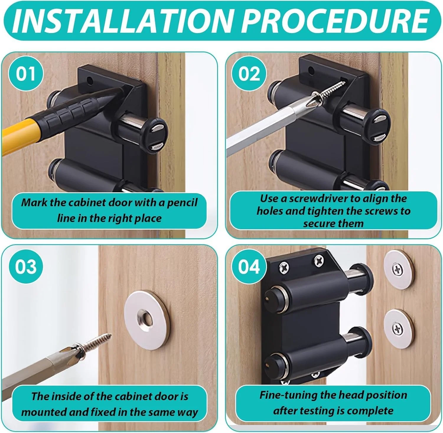 قفل فشاری درب کابینت Azonee بسته 4 عددی، قفل لمسی مغناطیسی، بست مغناطیسی درب، قفل مغناطیسی کشو کابینت برای کمد، آشپزخانه، درب حمام قفل فشاری درب کابینت Azonee بسته 4 عددی، قفل لمسی مغناطیسی، بست مغناطیسی درب، قفل مغناطیسی کشو کابینت برای کمد، آشپزخانه، درب حمام