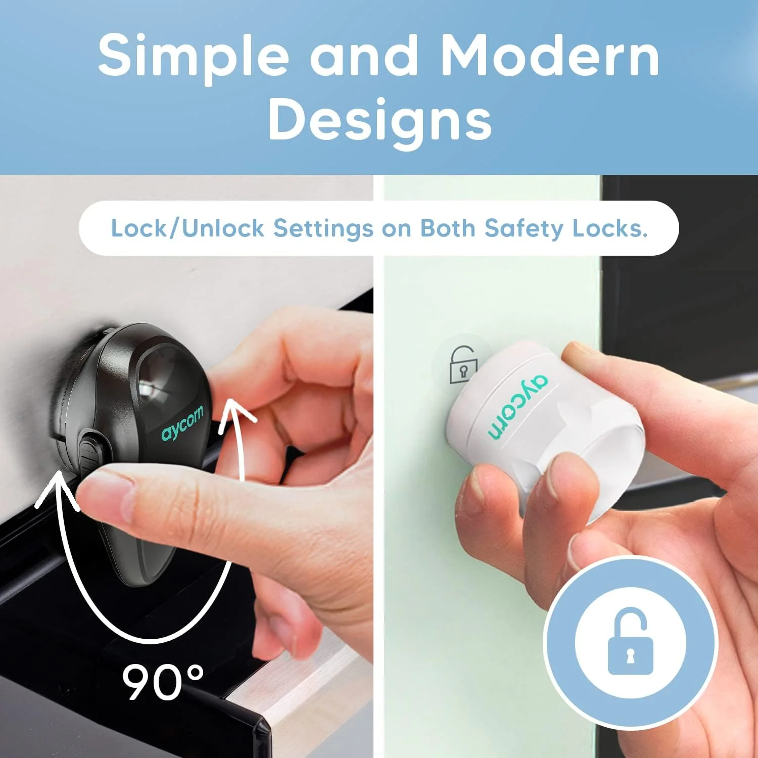 قفل ایمنی فر AYCORN® و قفل کابینت ایمنی کودک برای کودکان - قفل درب بدون نیاز به سوراخکاری برای فر، کابینت ها و کشوها، نصب 30 ثانیه ای با چسب 3M مقاوم در برابر حرارت شدید
