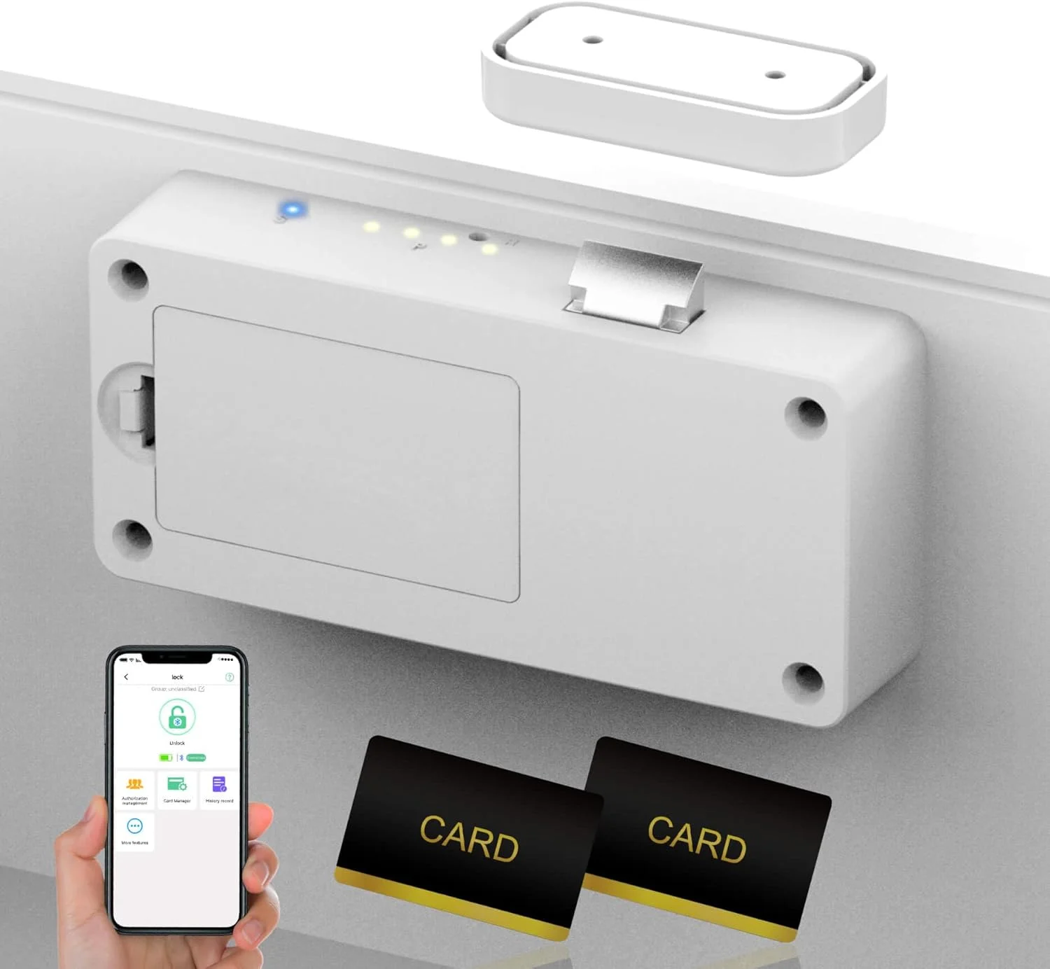 قفل هوشمند کابینت Anweller، قفل کشوی الکترونیکی دیجیتال RFID بلوتوثی مغناطیسی بدون کلید مخفی بدون نیاز به سوراخکاری برای ایمنی کودک، کمد، قفسه مشروبات الکلی و کابینت پرونده (سفید) قفل هوشمند کابینت Anweller، قفل کشوی الکترونیکی دیجیتال RFID بلوتوثی مغناطیسی بدون کلید مخفی بدون نیاز به سوراخکاری برای ایمنی کودک، کمد، قفسه مشروبات الکلی و کابینت پرونده (سفید)